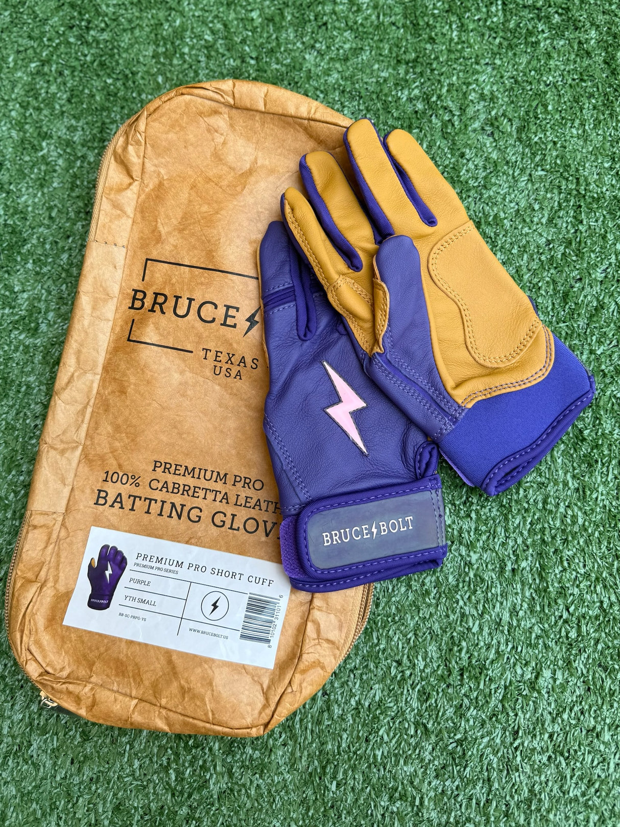 Bruce Bolt Original Series Purple Short Cuff Batting Gloves