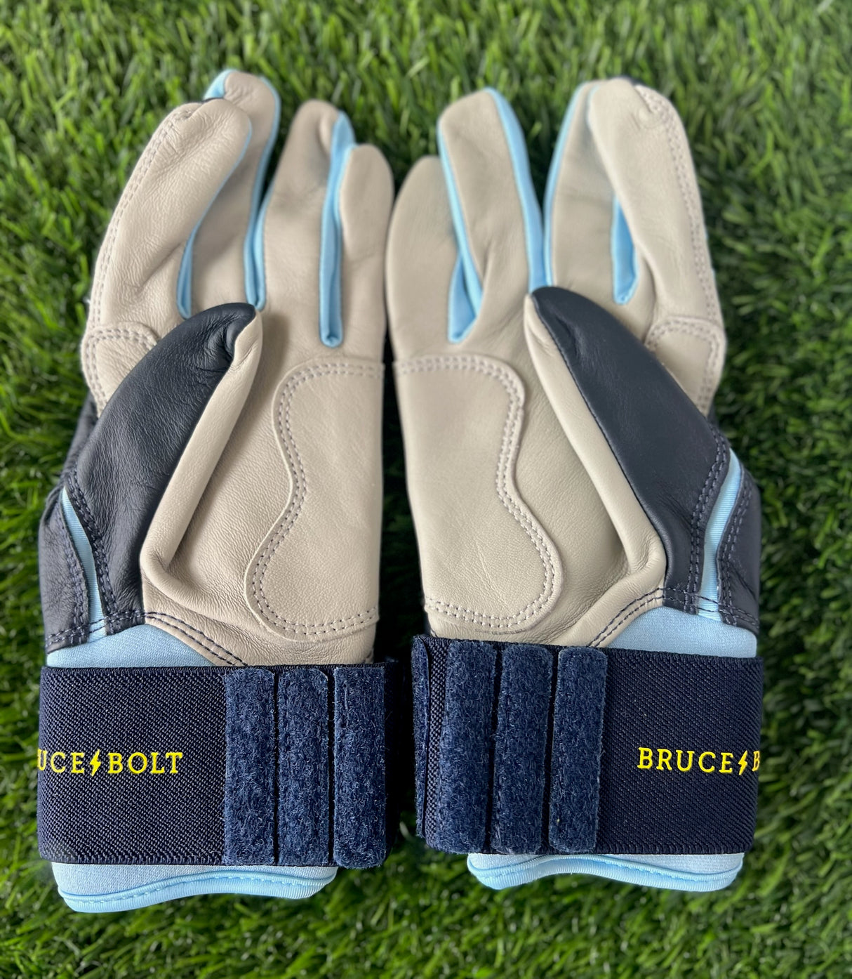 Bruce Bolt Phillip Series Navy/Baby Blue Long Cuff Batting Gloves