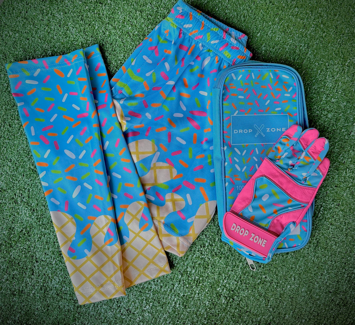 Drop Zone Sprinkle Series Short Cuff Batting Gloves - Sherbet