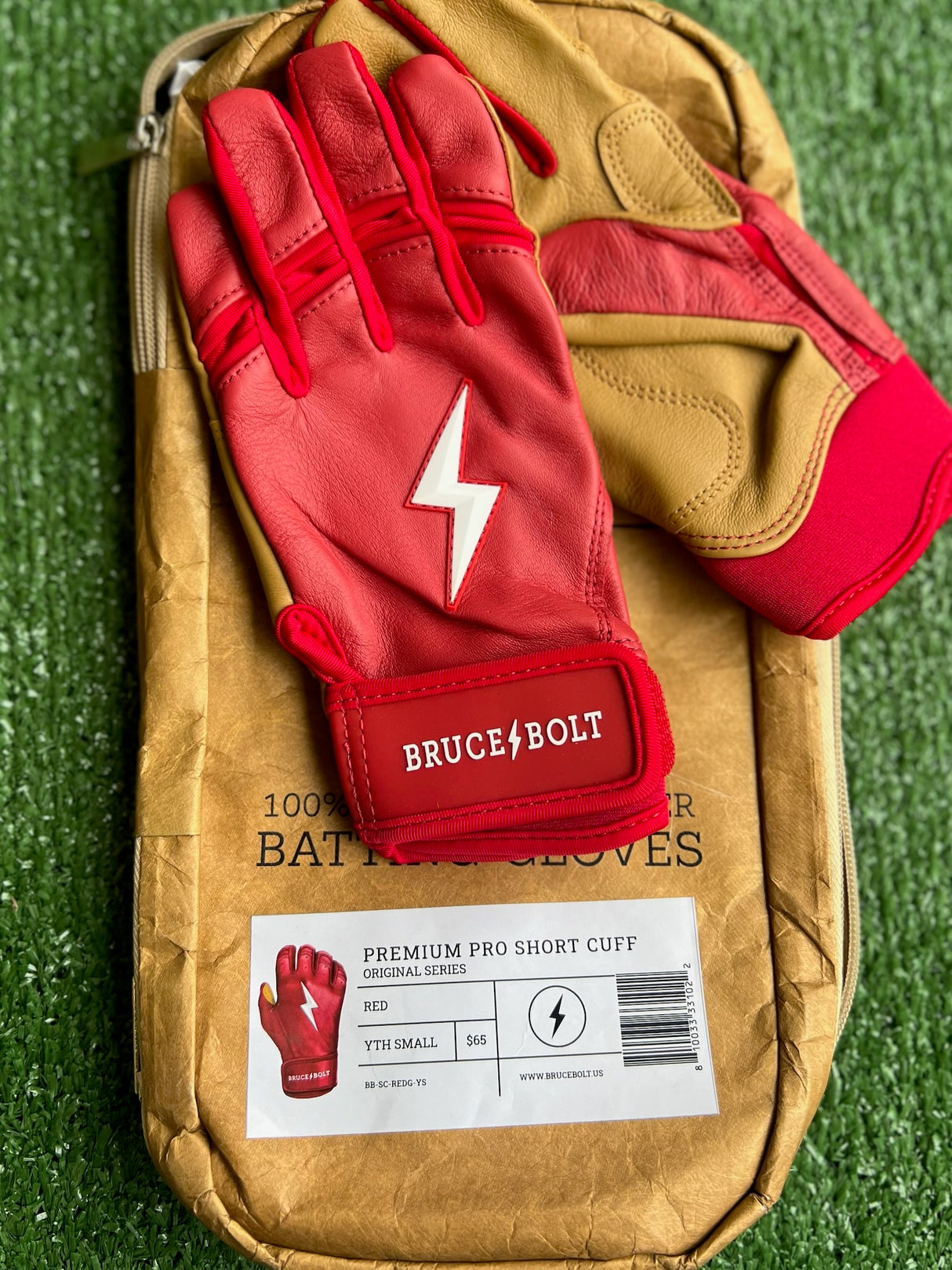 Bruce Bolt Original Series Red Short Cuff Batting Gloves