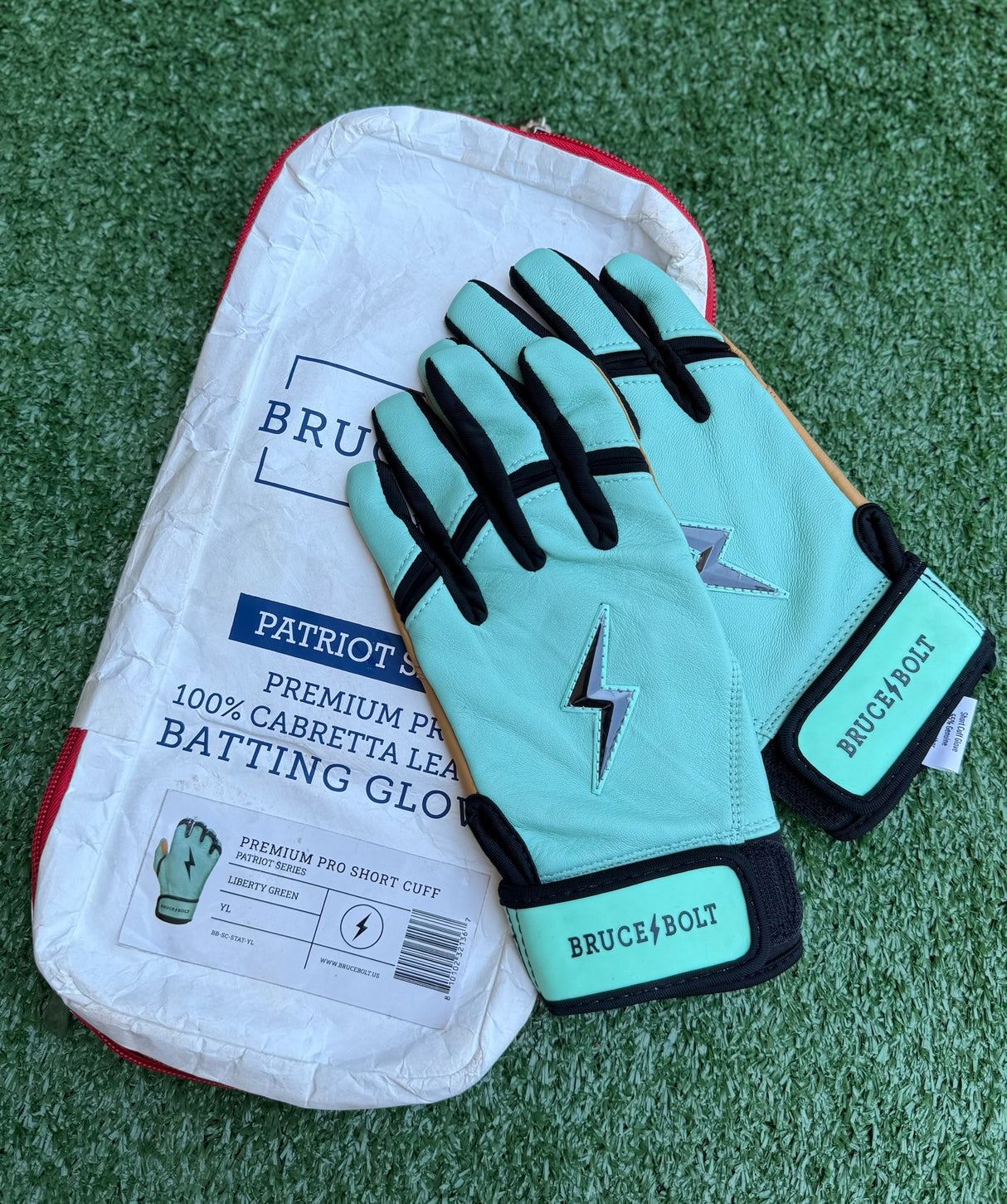 Bruce Bolt Patriot Series Liberty Green Short Cuff Batting Gloves