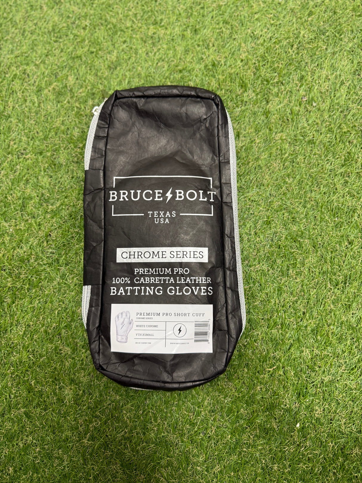 Bruce Bolt Chrome Series White Short Cuff Batting Gloves