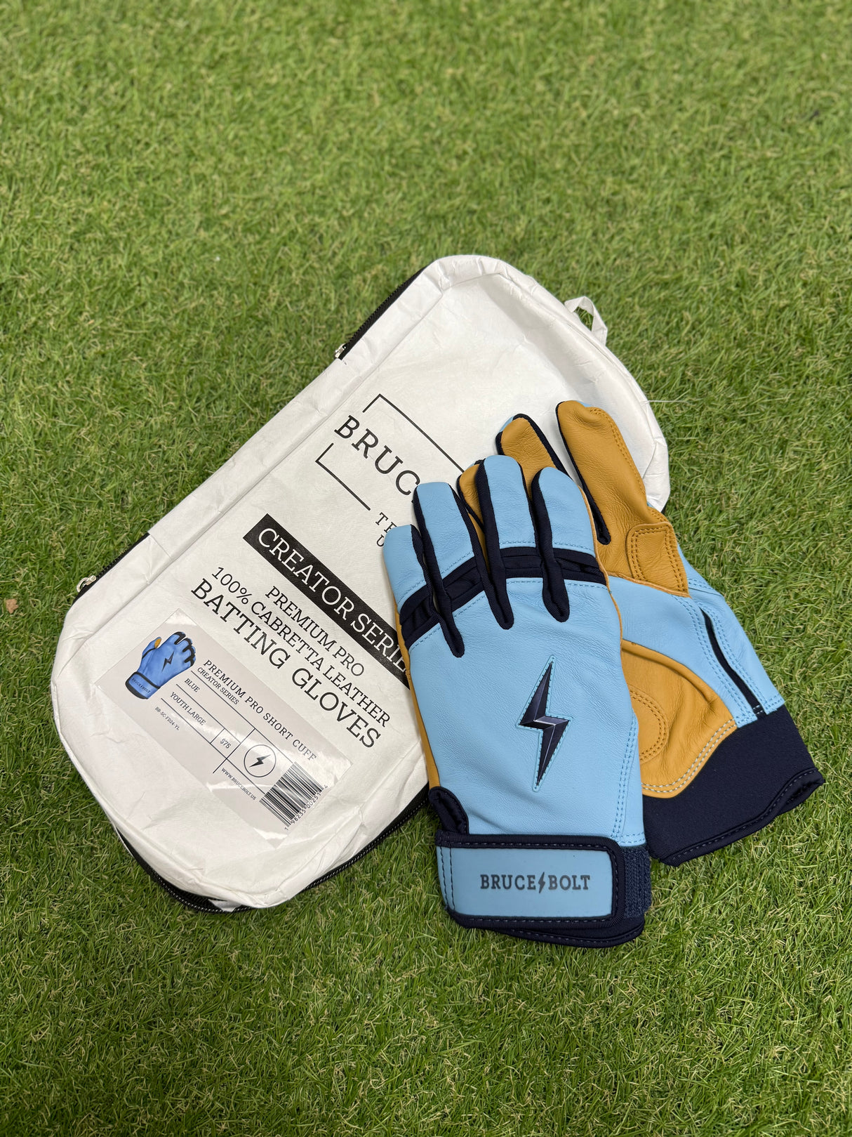 Bruce Bolt Creator Series Columbia Blue Short Cuff Batting Gloves