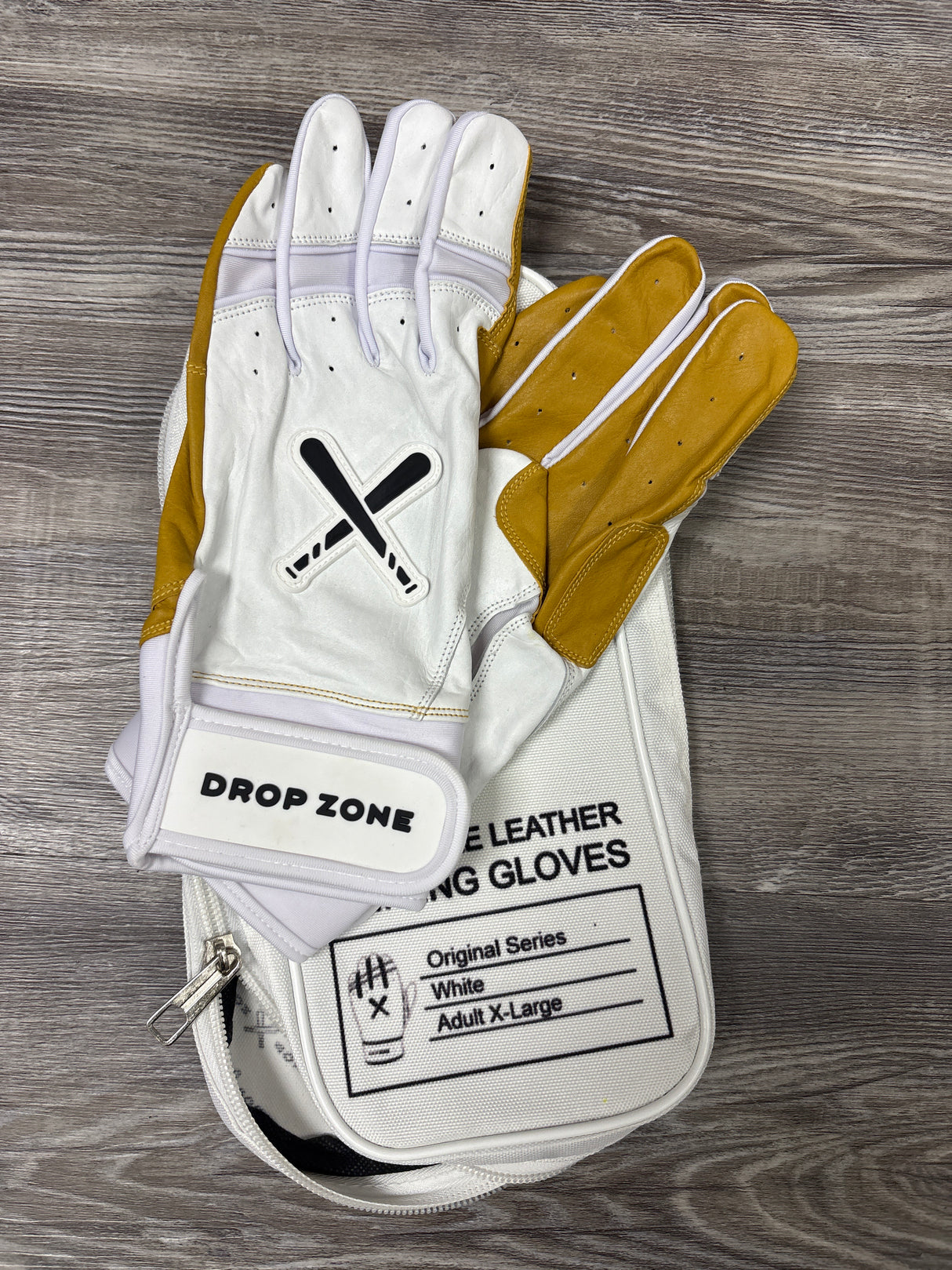 Drop Zone Original Series Short Cuff Batting Gloves - White