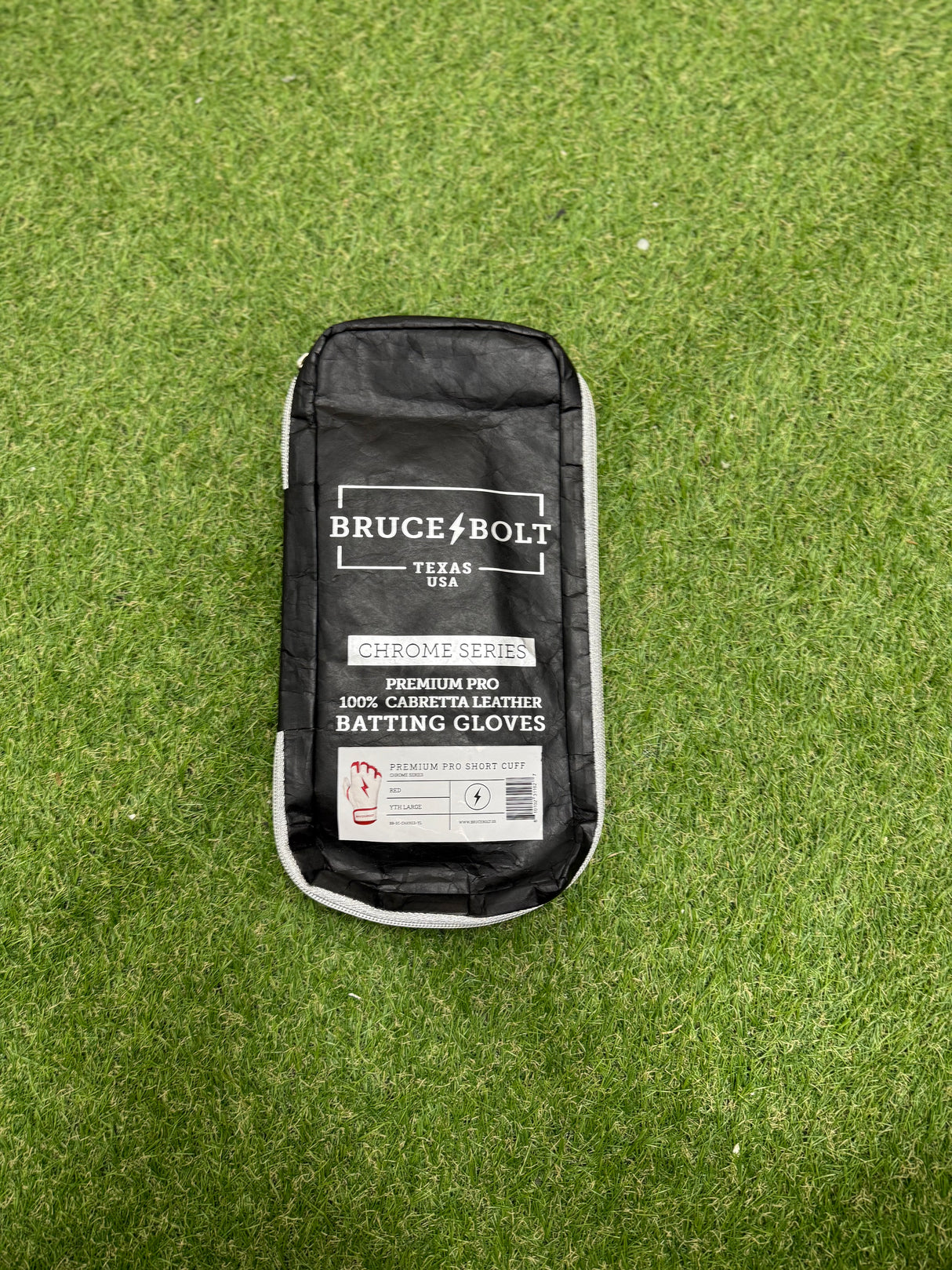 Bruce Bolt Chrome Series Red Short Cuff Batting Gloves