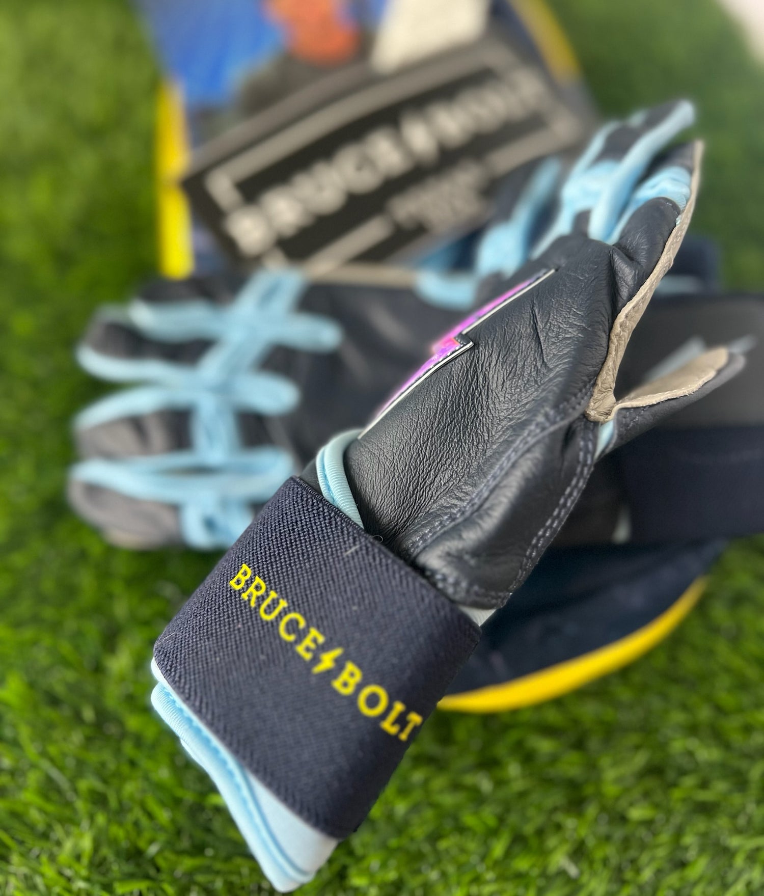 Bruce Bolt Phillip Series Navy/Baby Blue Long Cuff Batting Gloves