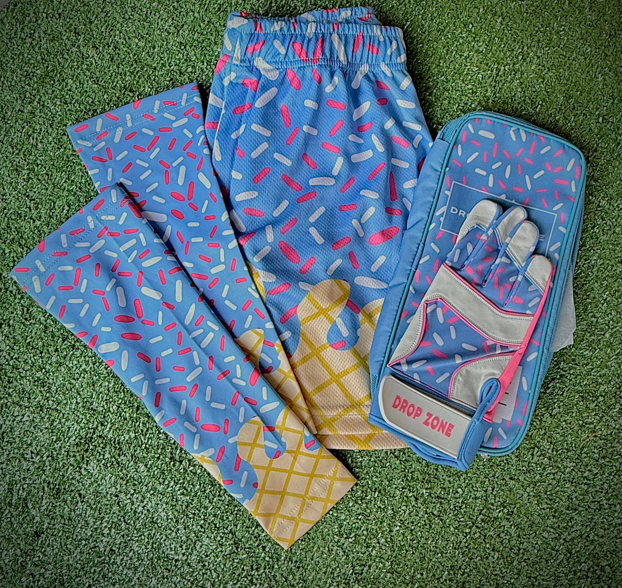 Drop Zone Sprinkle Series Short Cuff Batting Gloves - Cotton Candy