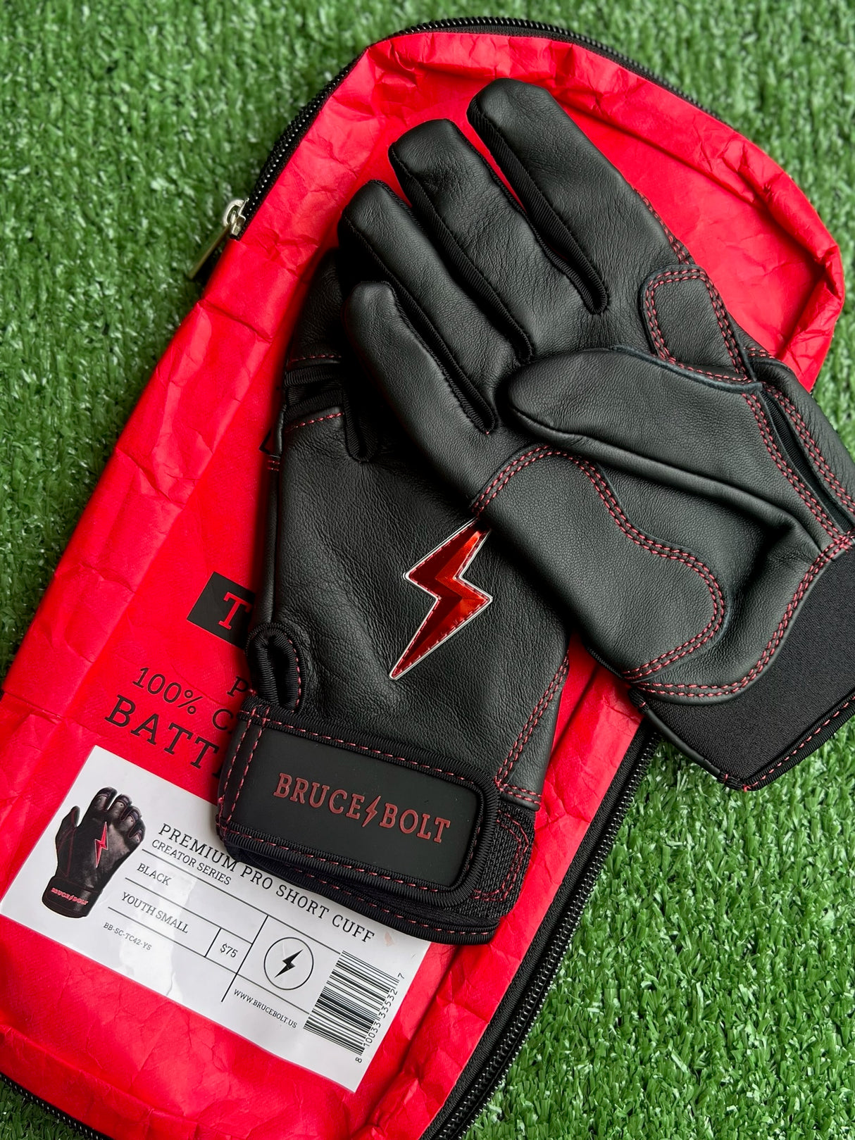 Bruce Bolt Creator Series TC42 Black Short Cuff Batting Gloves