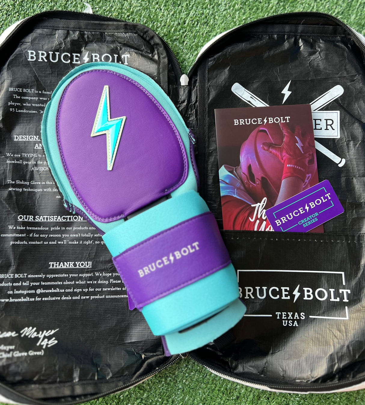 Bruce Bolt Martel Series Adult Sized Sliding Mitt - Purple/Teal