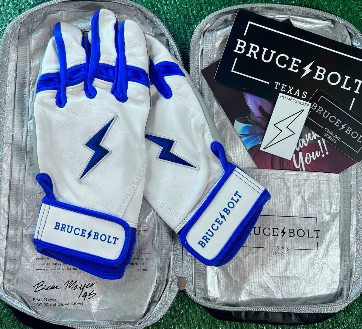 Bruce Bolt Chrome Series Royal Short Cuff Batting Gloves