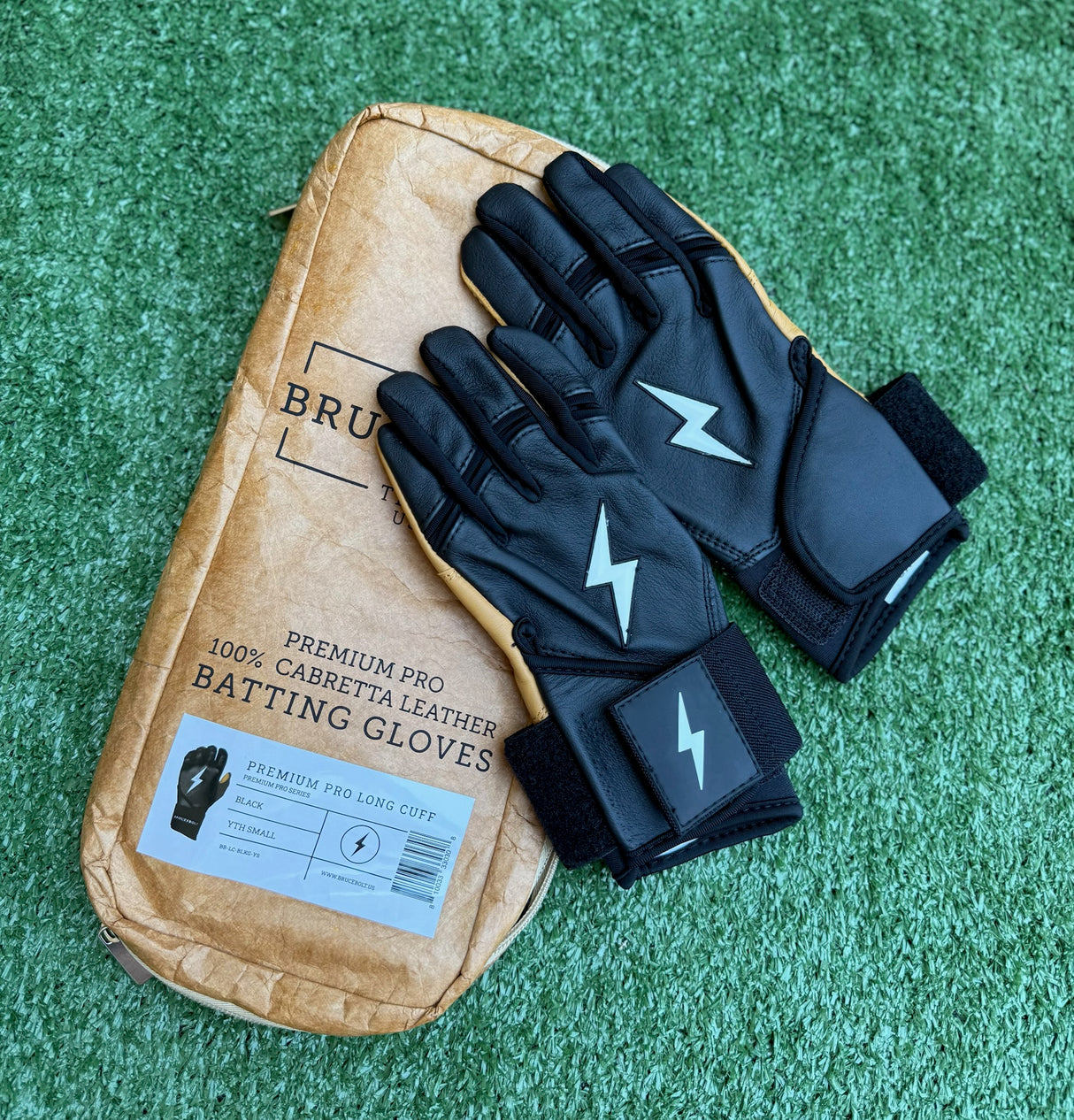 Bruce Bolt Original Series Black Long Cuff Batting Gloves