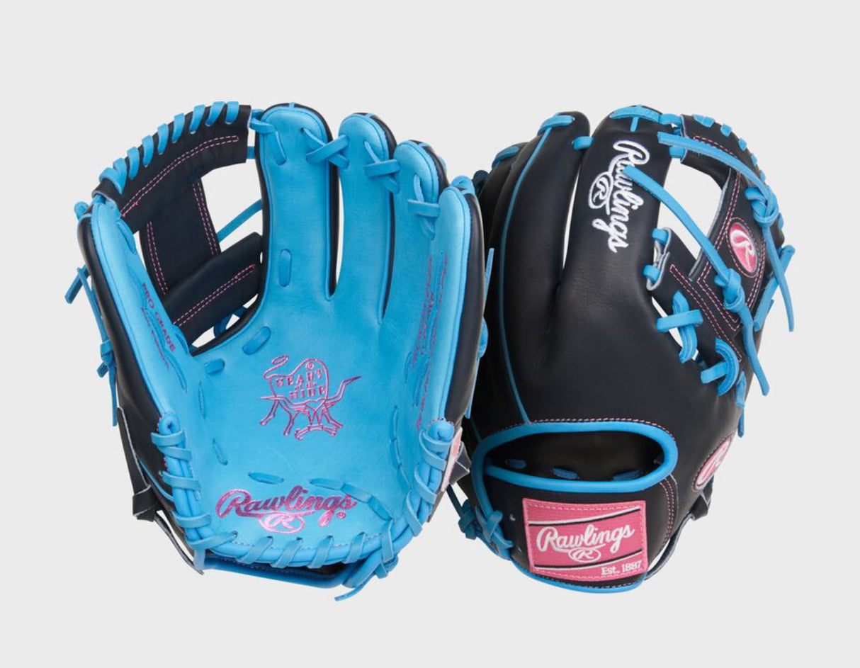 New Rawlings Heart of the Hide 11.75-Inch Infield Glove - Columbia Blue/Navy