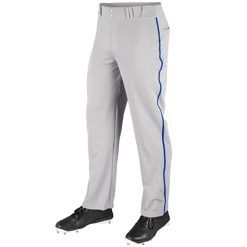 Champro Open Bottom Relaxed Fit MVP Baseball Pant - Grey W/Royal Braid