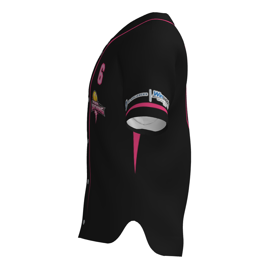 Pink Lightning Full Button Short Sleeve Game Jersey