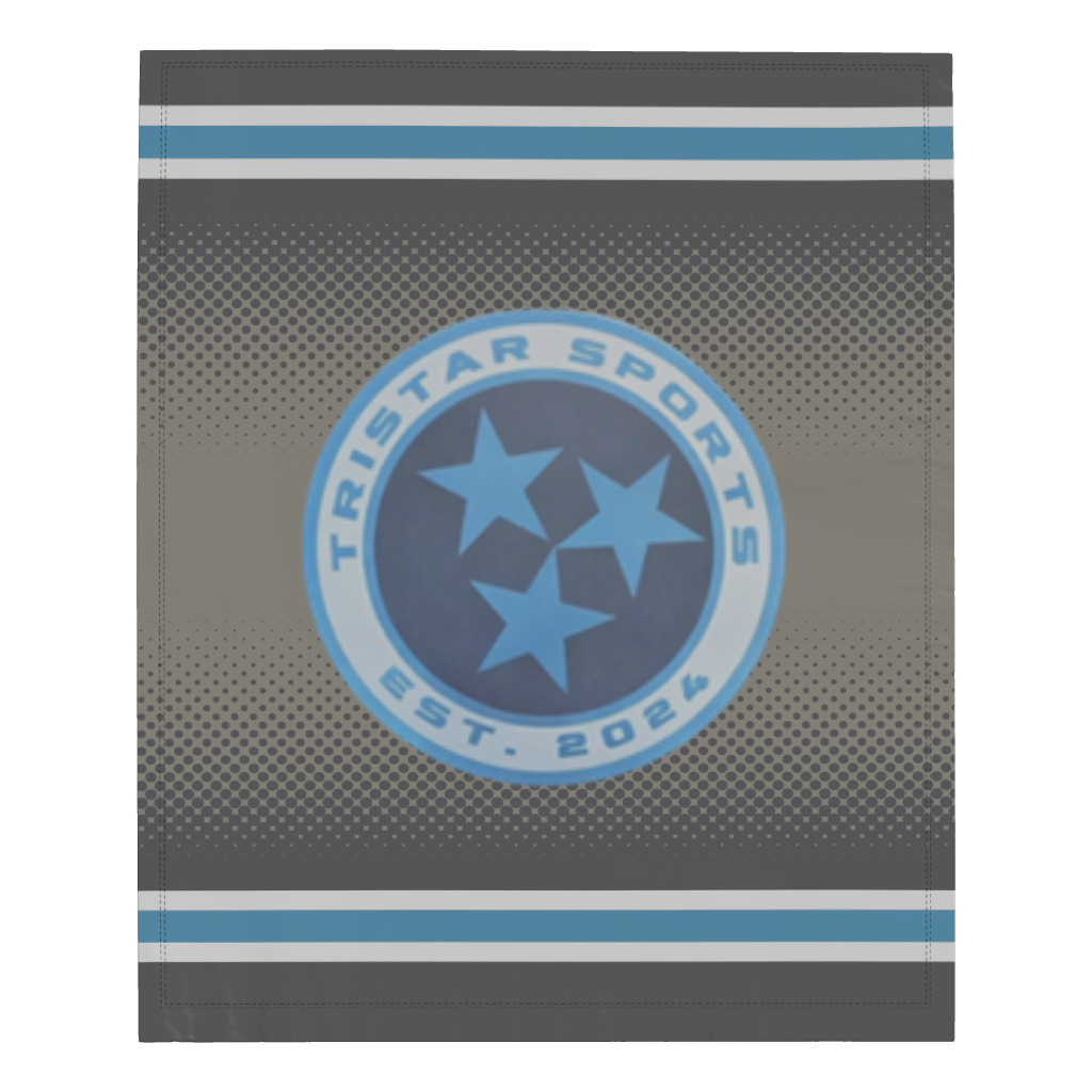 Tristar Sports Logo Microfleece Blanket - Grey/Light Blue (50" W X 60" L)