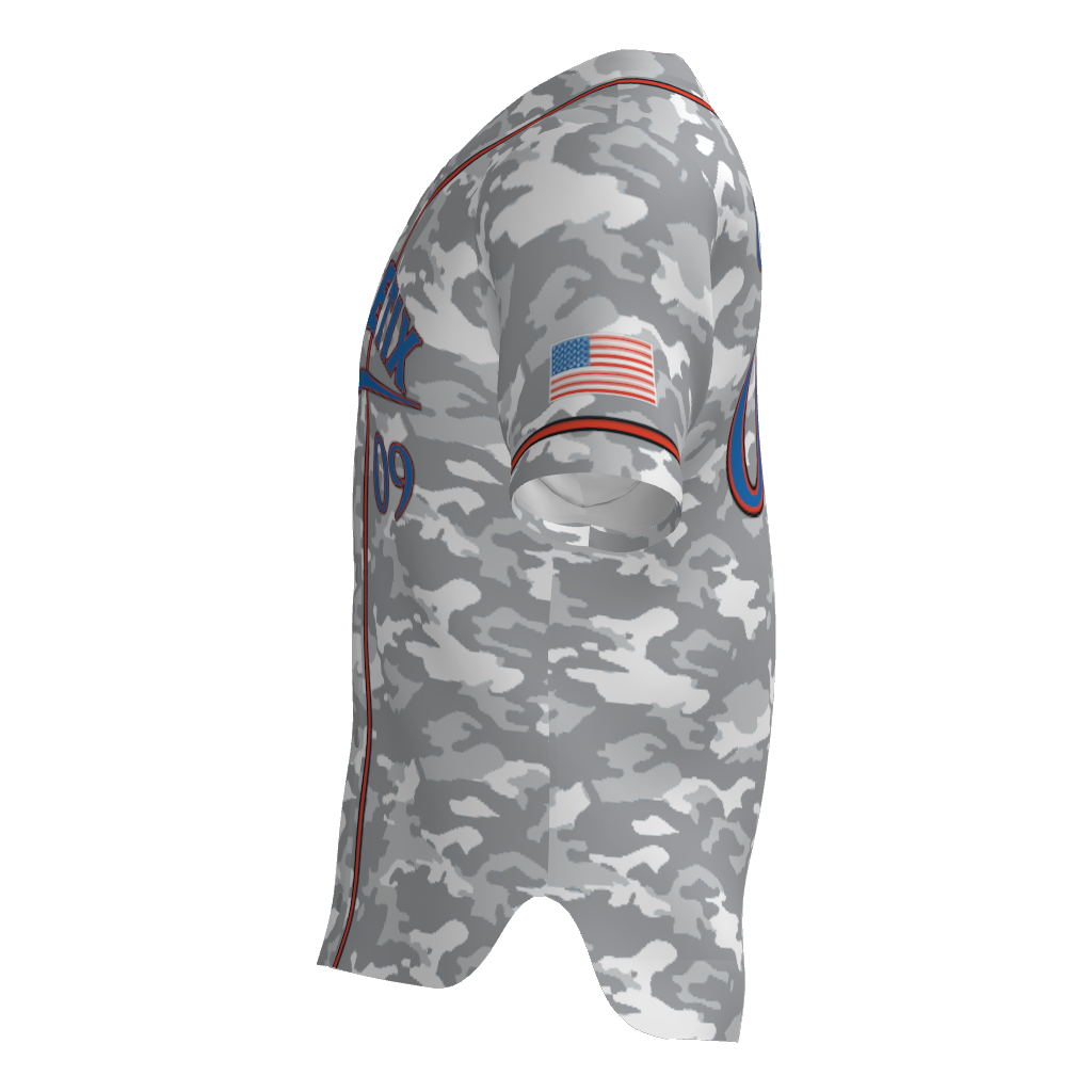 Kinetic Athletix Full Button Short Sleeve Game Jersey - Grey Camo