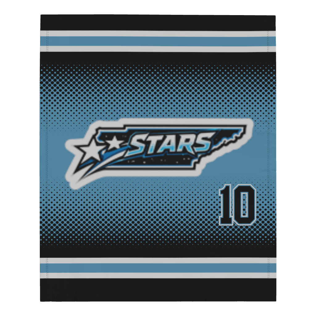 The Stars Microfleece Player Blanket - Black/Light Blue (50" W X 60" L)