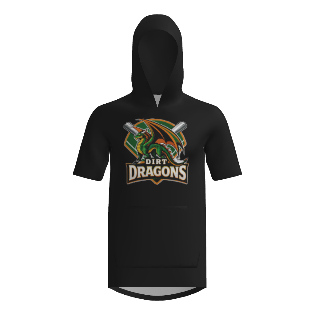 Dirt Dragons Short Sleeve Sublimated Player Hoodie - Black