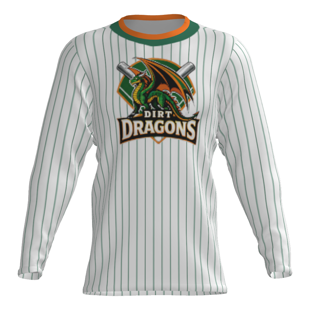 Dirt Dragons Player Long Sleeve Dri-Gear Sublimated Tee Shirt - Pinstripe