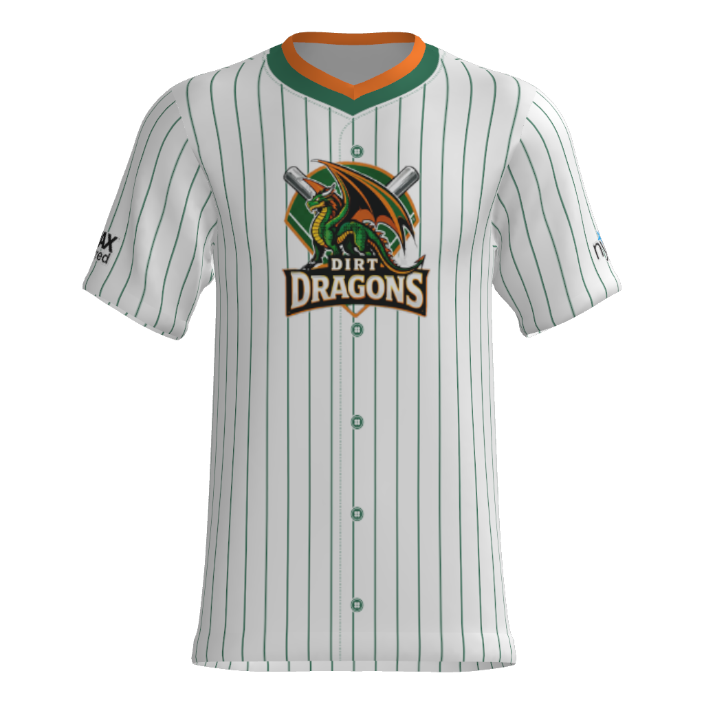 Dirt Dragons Faux Button Pull Over Pin Stripe Game Jersey