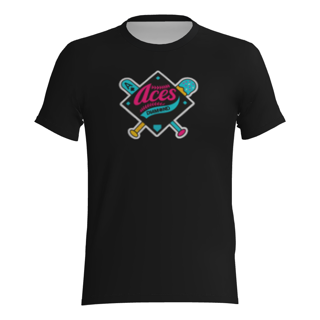 Diamond Aces Cotton Blend Crew Neck Player Tee Shirt - Black