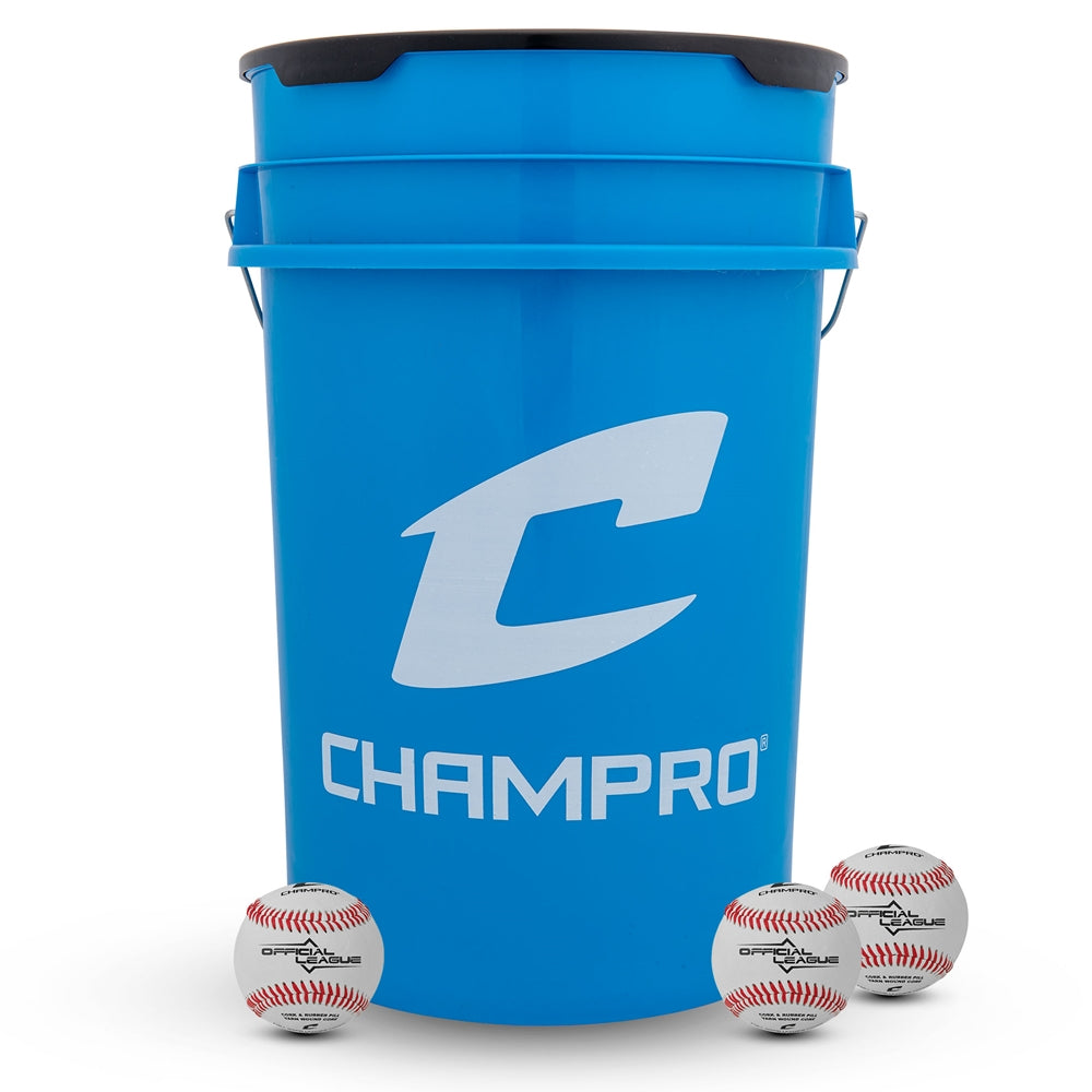 Champro 6-Gallon Bucket with 2 Dozen CBB-200DB Cosmetic Blem Baseballs