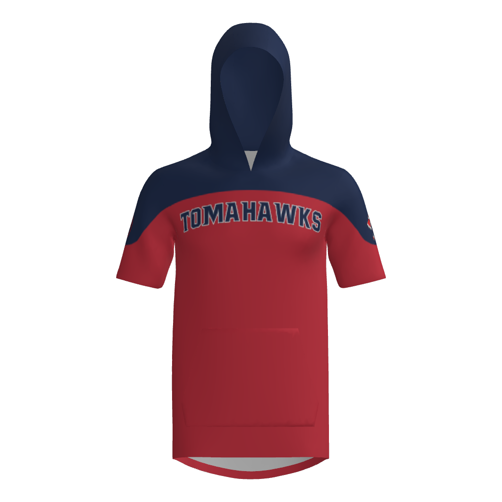 Tomahawks Short Sleeve Sublimated Hoodie - Red/Navy