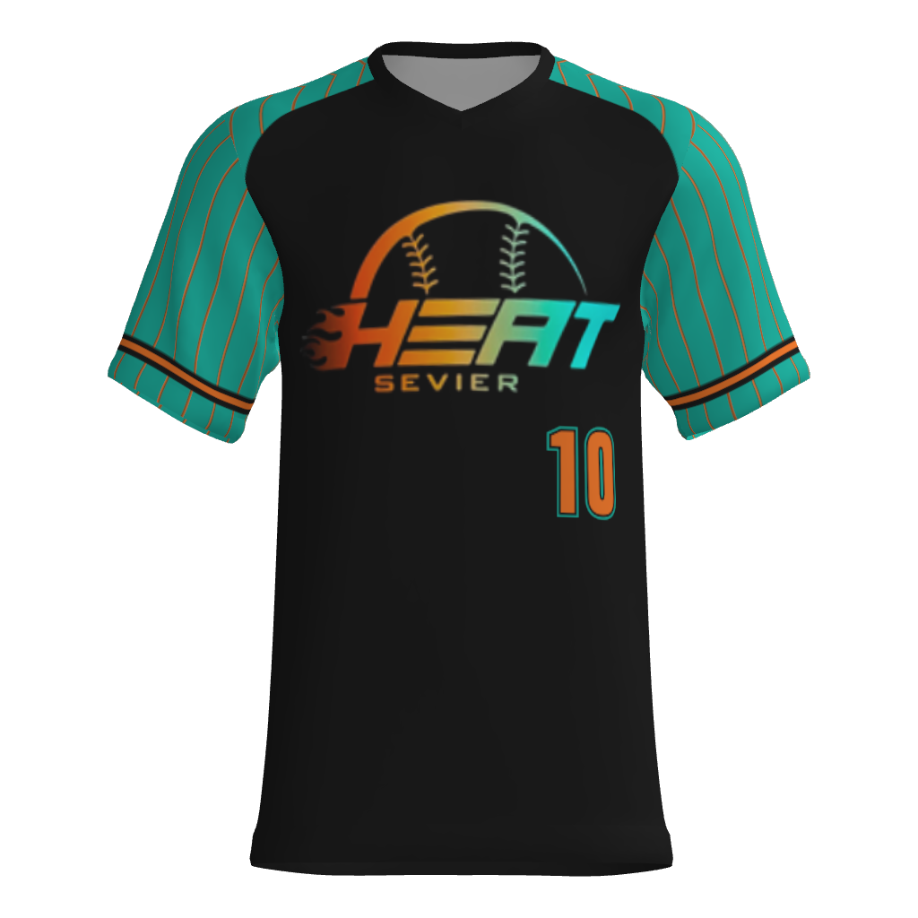 Sevier Heat V-Neck Game Jersey - Black/Teal