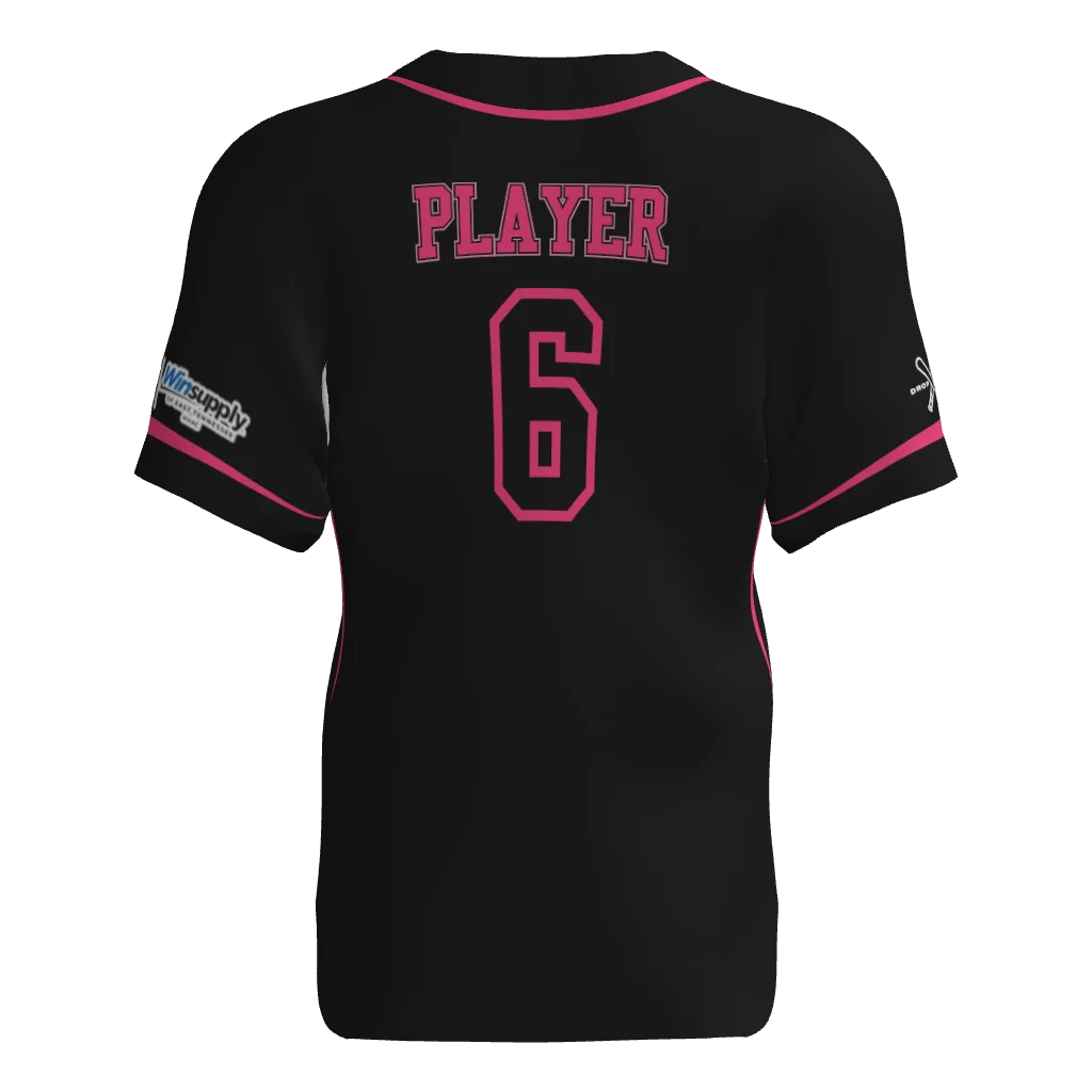 Pink Lightning Full Button Short Sleeve Game Jersey