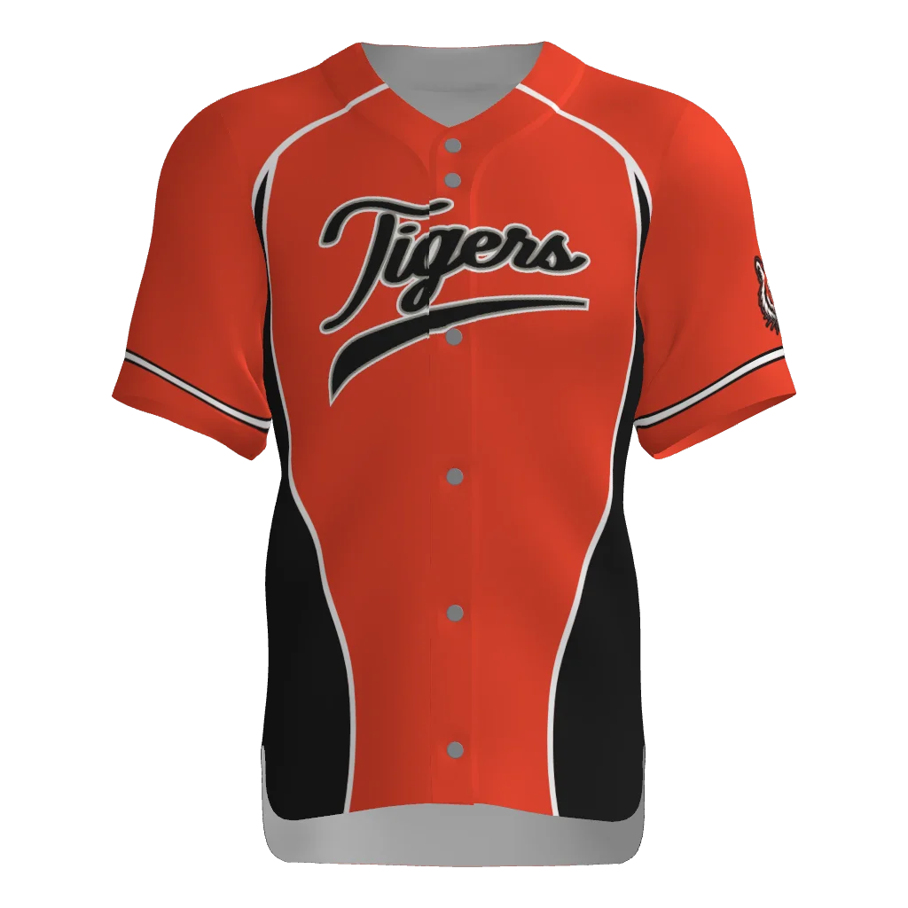 Tigers Full Button Short Sleeve Fan Jersey