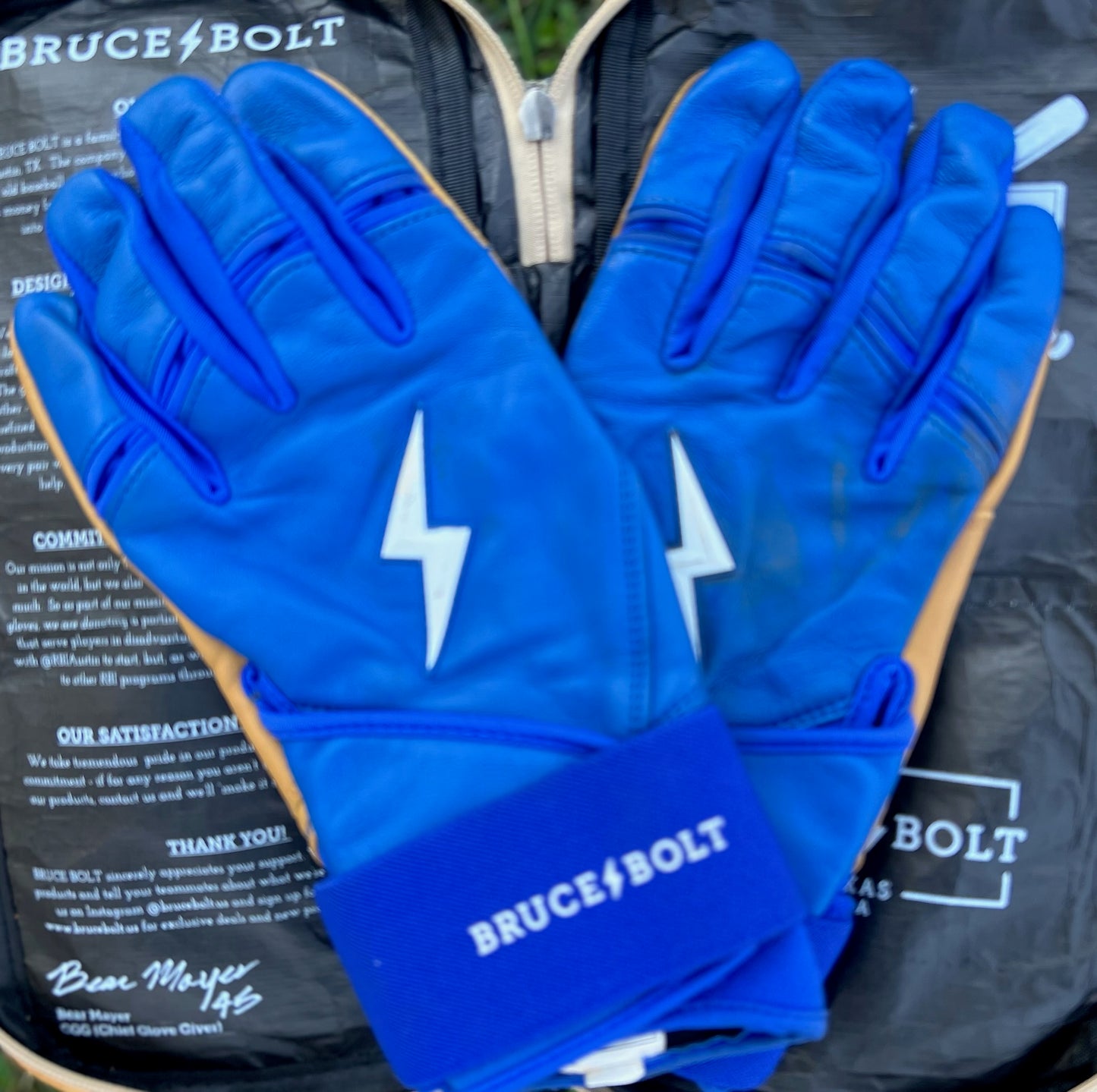 Used Bruce Bolt Long Cuff Batting Gloves Adult XXL Royal