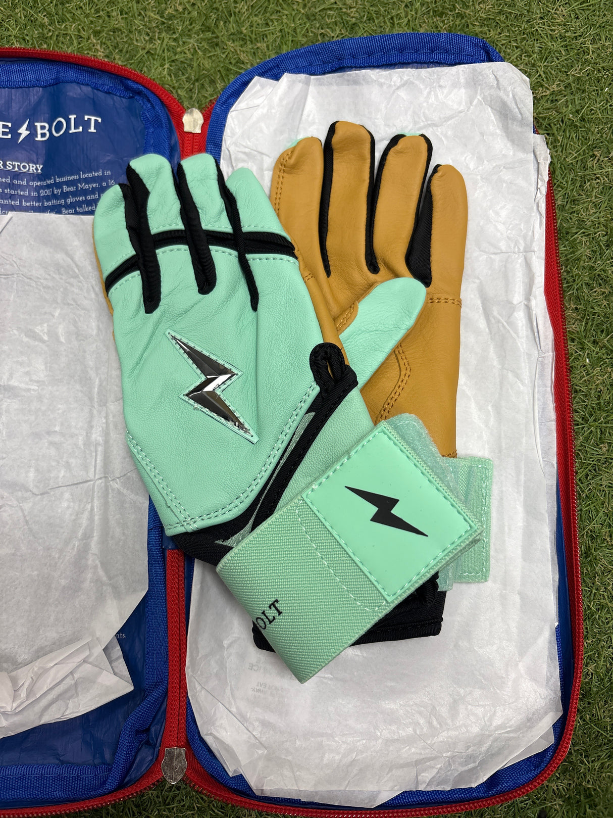 Bruce Bolt Patriot Series Liberty Green Long Cuff Batting Gloves
