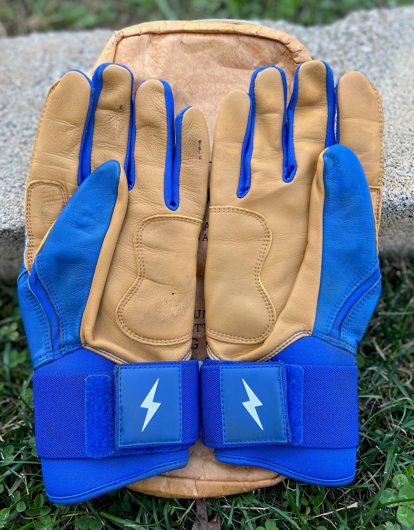 Used Bruce Bolt Long Cuff Batting Gloves Adult XXL Royal