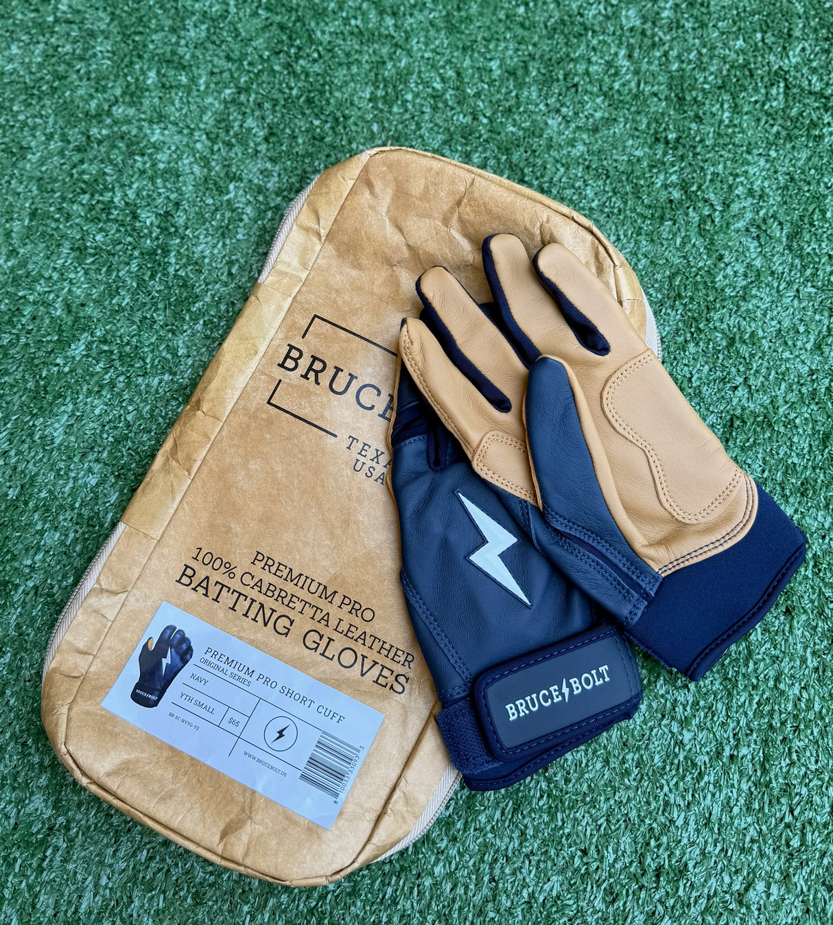 Bruce Bolt Original Series Navy Short Cuff Batting Gloves