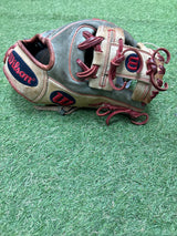 Used Wilson A2000 1788 11.25 I-Web Infielders Glove Navy & Blonde W/Red Lace