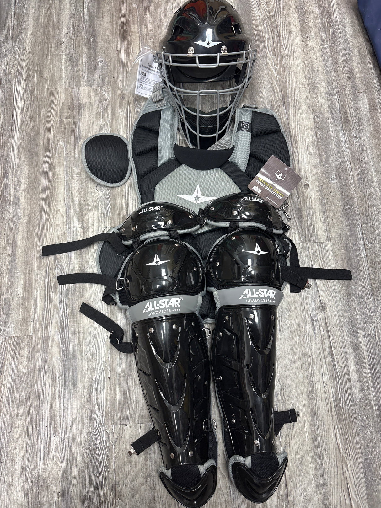New All-Star Black Ages 12-16 Catchers Gear Set