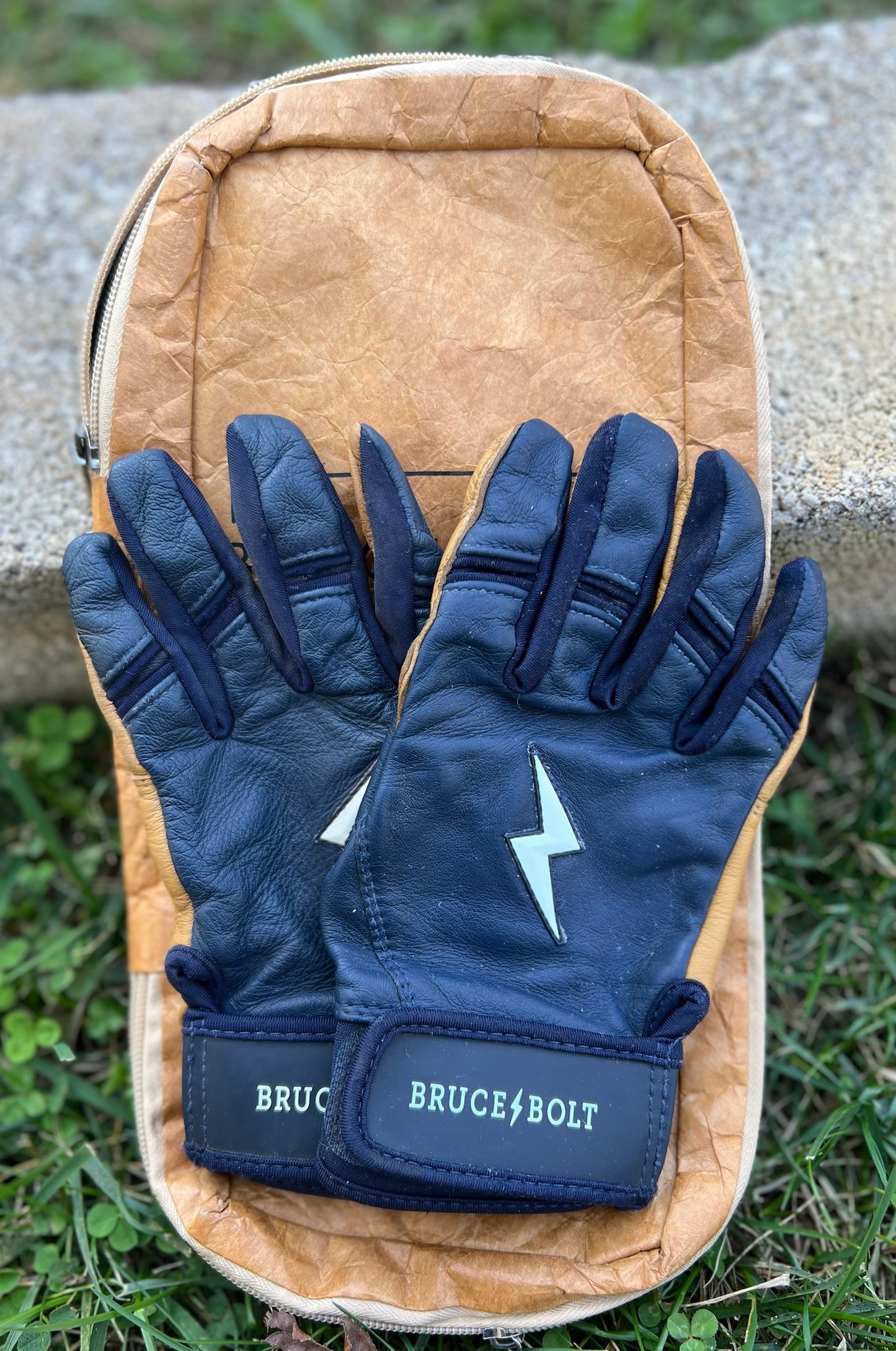 Used Bruce Bolt Premium Pro Short Cuff Batting Glove - Navy Youth XL