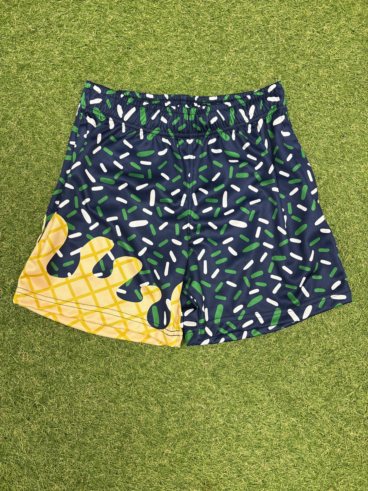 Navy, Green, White Drip Shorts