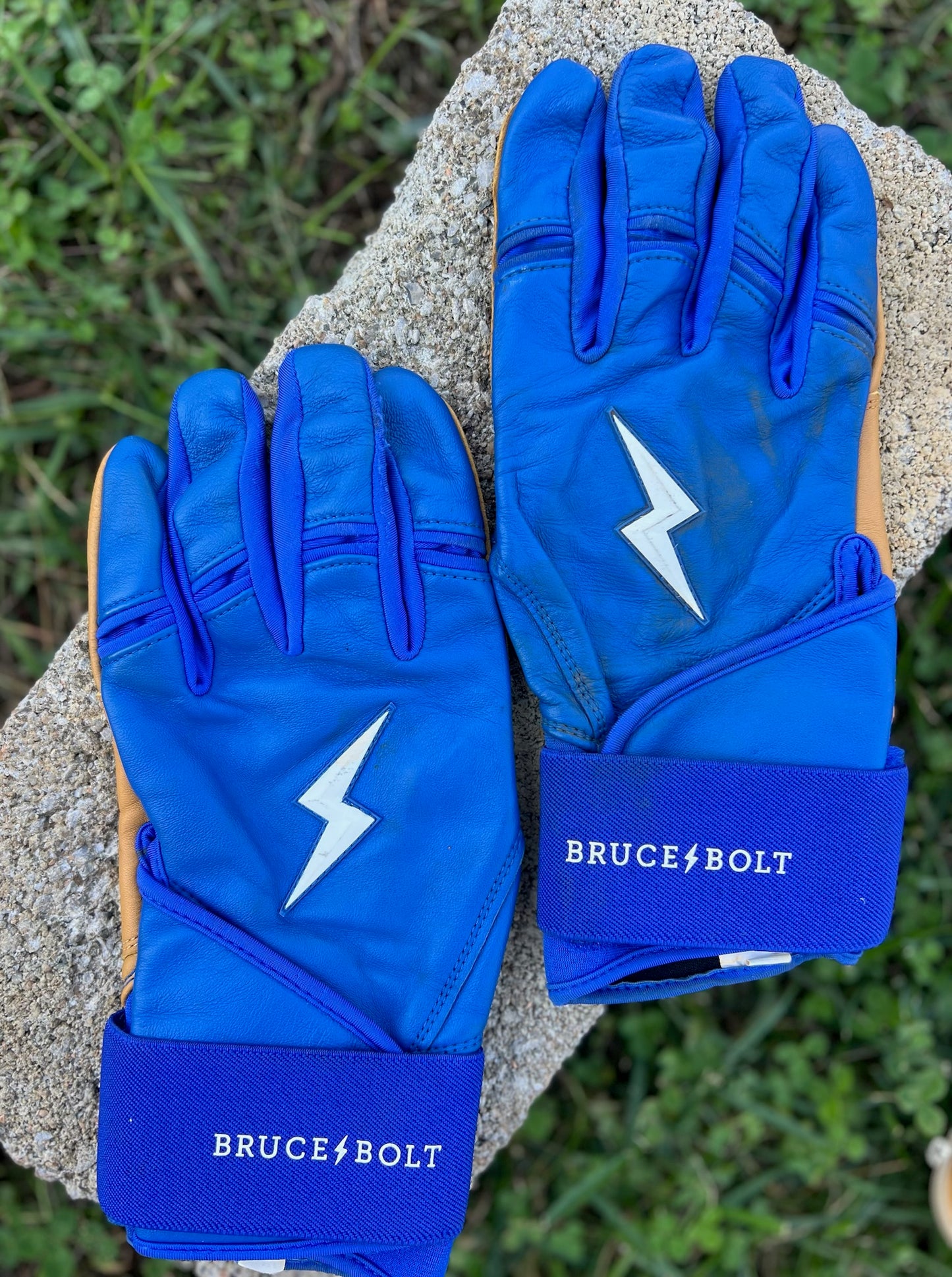 Used Bruce Bolt Long Cuff Batting Gloves Adult XXL Royal