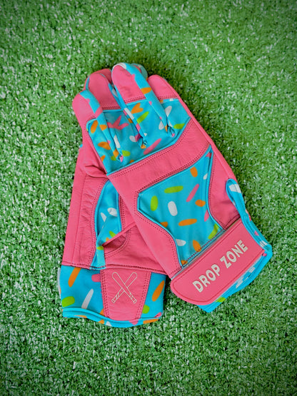 Drop Zone Sprinkle Series Short Cuff Batting Gloves - Sherbet