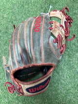 Used Wilson A2000 1788 11.25 I-Web Infielders Glove Navy & Blonde W/Red Lace