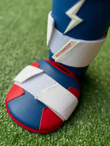 Bruce Bolt Adult Size Leg Guard - Red, White, Blue
