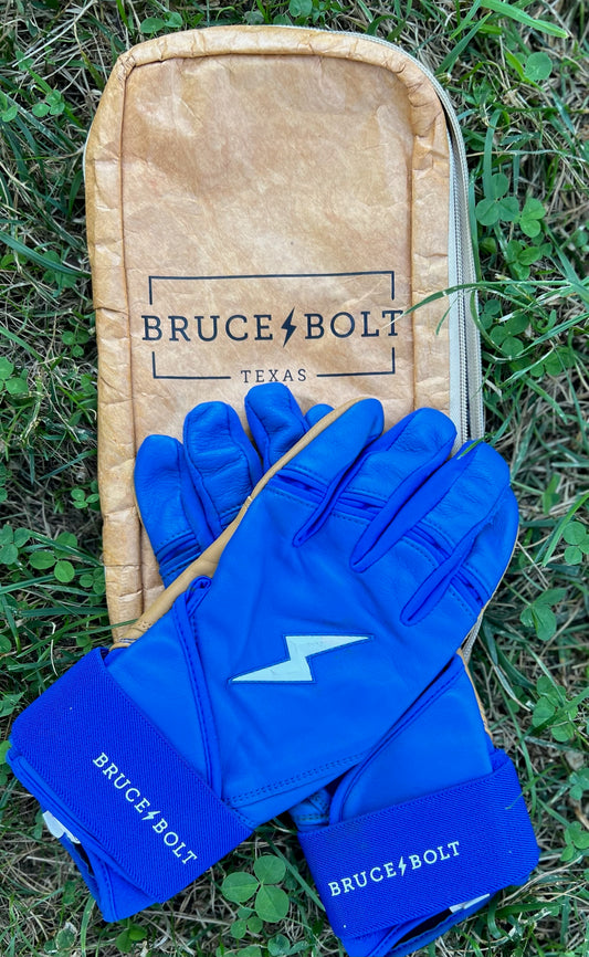 Used Bruce Bolt Long Cuff Batting Gloves Adult XXL Royal