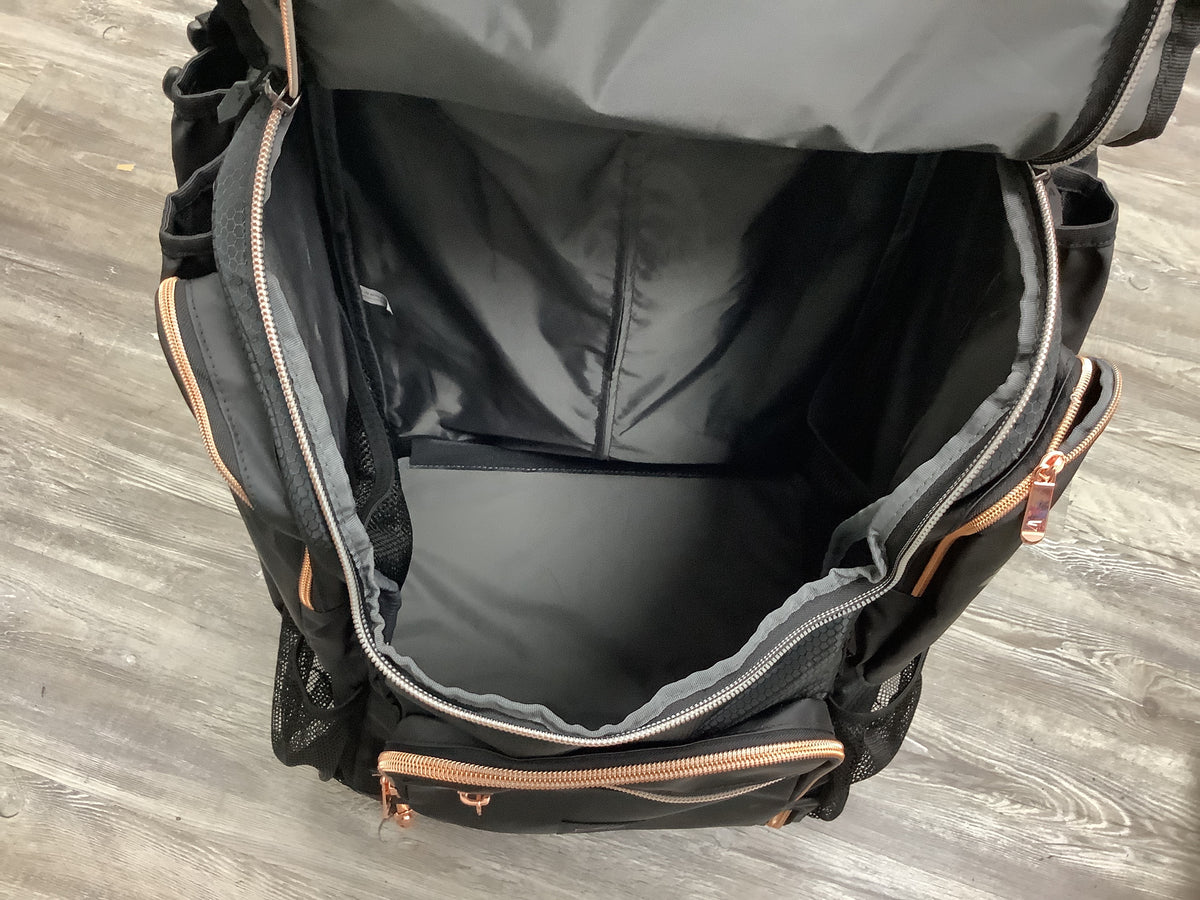 Used Rawlings Gold Collection Wheeled Bat Bag - Black/Rose Gold