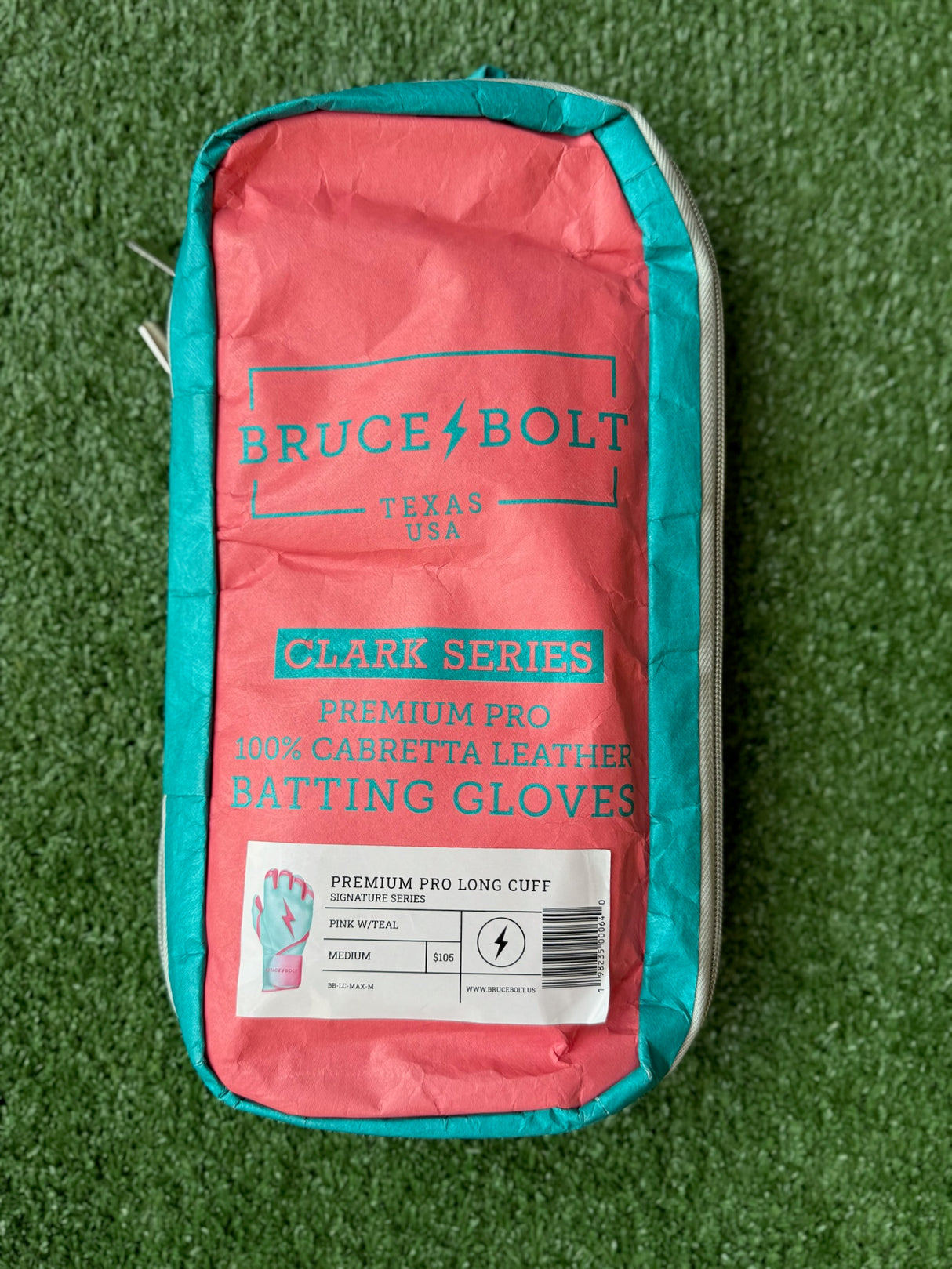 Bruce Bolt Clark Series Pink/Teal Long Cuff Batting Gloves