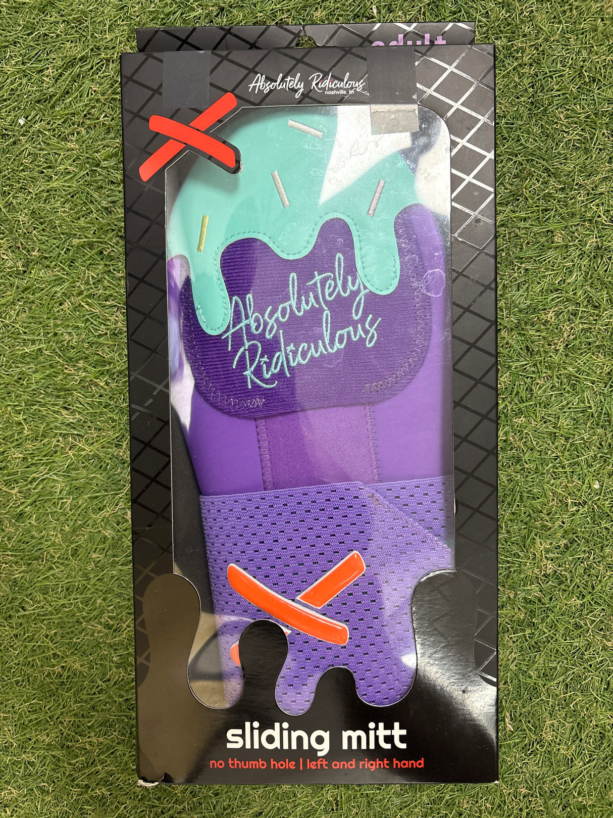 Absolutely Ridiculous Adult Sliding Mitt - Purple W/ Teal Drip
