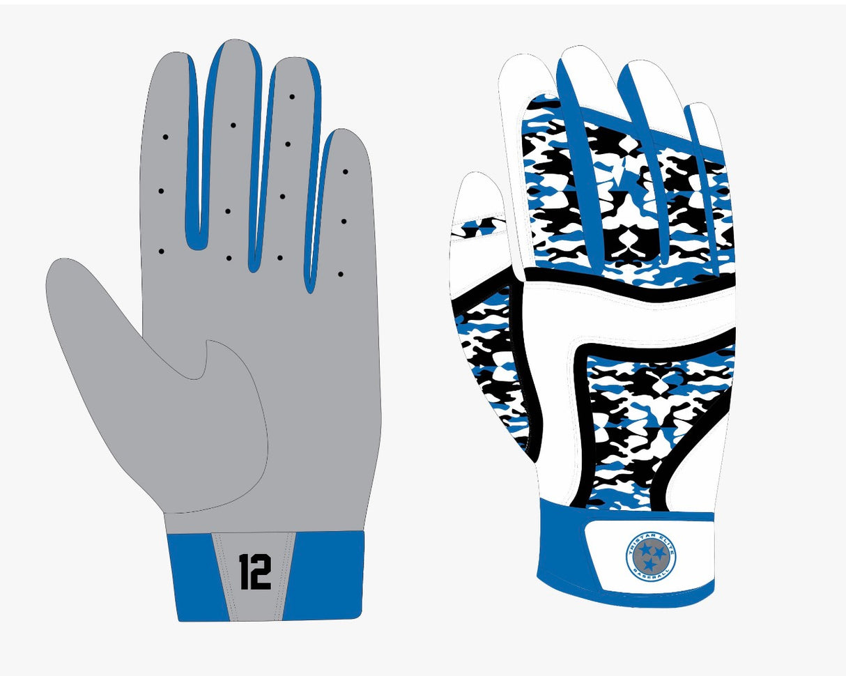 Drop Zone Camo Series Short Cuff Batting Gloves - Tristar Royals
