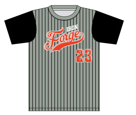 Iron Forge Crew Neck Game Jersey - Grey W/Pinstripe