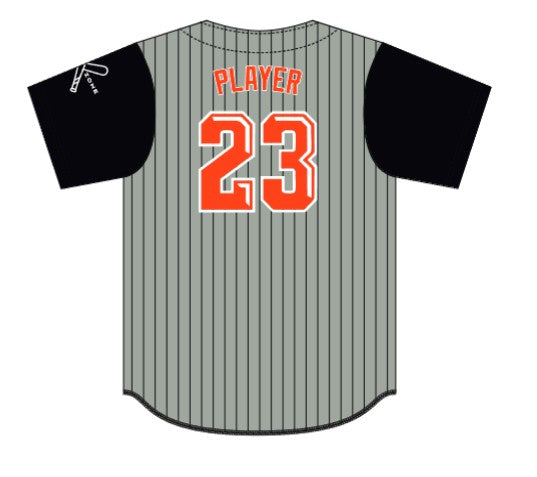 Iron Forge Full Button Short Sleeve Game Jersey - Black/Grey Pin