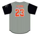 Iron Forge Full Button Short Sleeve Game Jersey - Black/Grey Pin